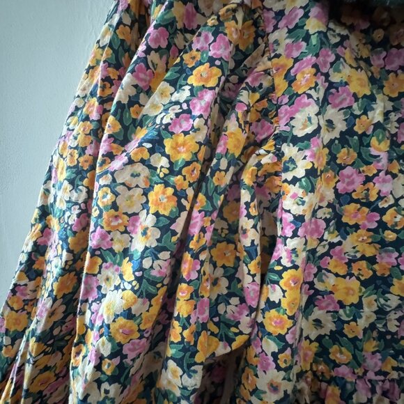 Vila Floral Puff Sleeve Peasant Coquette Mini Dress Ruffled Collar - Picture 6 of 7